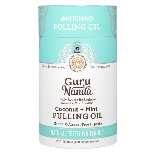 GuruNanda, Whitening Pulling Oil, Coconut + Mint, 28 Pack, 0.4 fl oz each - Picture 1 of 11